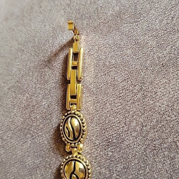 VTG Western Irridescent Cabochon Goldtone Linked Bracelet - Picture 7 of 11